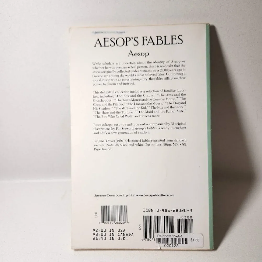 Aesop's Fables Dover Children's Thrift Classics Paperback Book 1994